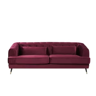 Beliani Sofa 3-osobowa welurowa bordowa SLETTA - Sofy i kanapy - miniaturka - grafika 1