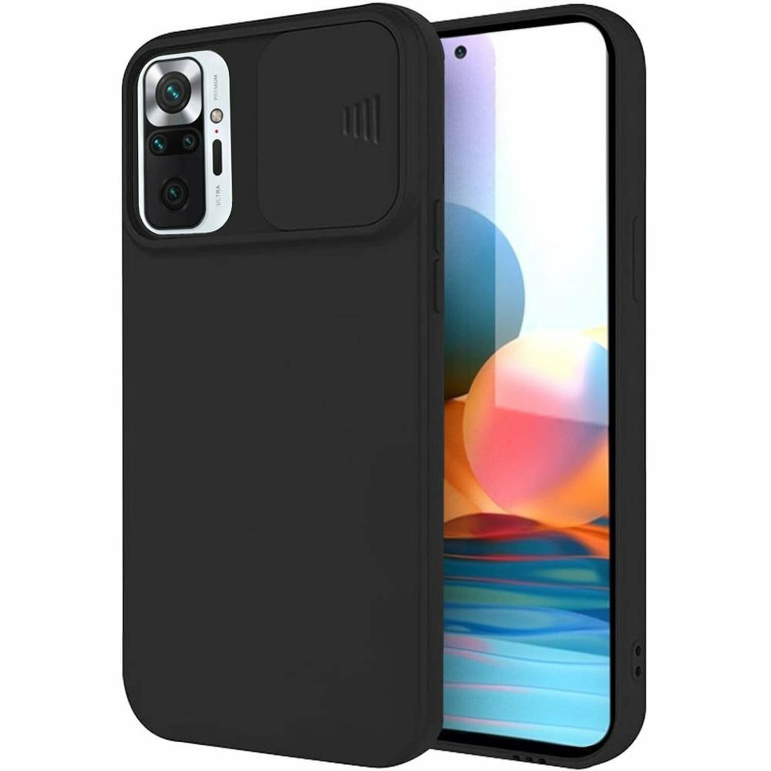 CamShield Silicone Cover Case Smukłe etui na telefon komórkowy z ochroną aparatu Pokrowiec na aparat kompatybilny z Vivo Y20s Black