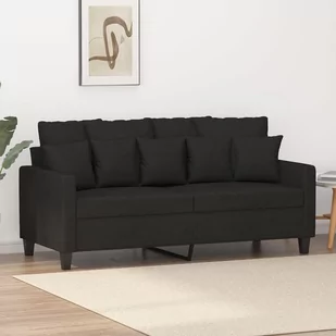 Sofa 2-osobowa, czarna, 140 cm, tapicerowana tkaniną - Sofy i kanapy - miniaturka - grafika 1