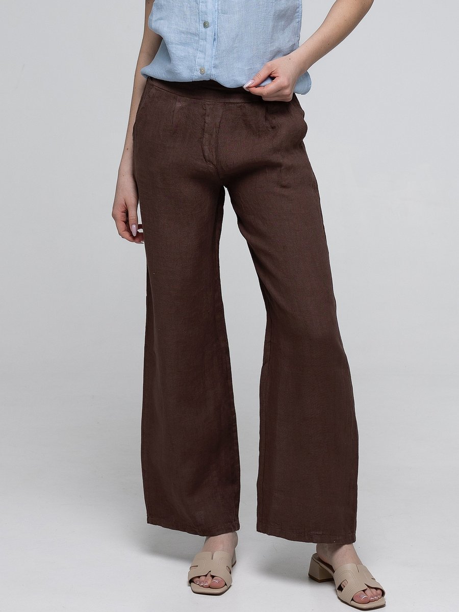 LNIANE SPODNIE DAMSKIE TYPU WIDE LEG