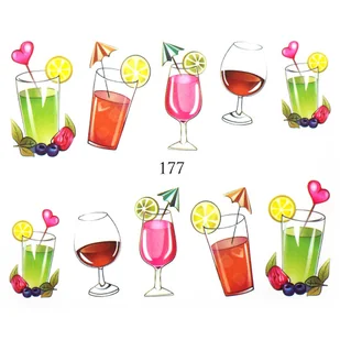 Naklejki wodne na paznokcie DRINKI - 177 - Sztuczne paznokcie i akcesoria - miniaturka - grafika 2