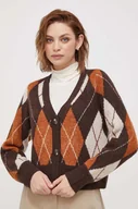 Swetry damskie - Pepe Jeans kardigan z domieszką wełny Eliot kolor brązowy - miniaturka - grafika 1