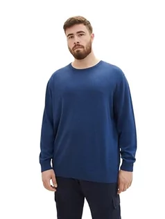 Swetry męskie - TOM TAILOR Sweter męski plus size, 32618 - Hockey Blue Dark Melange, 5XL - grafika 1