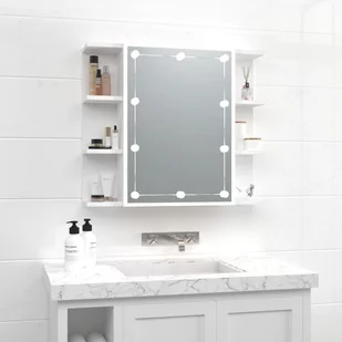 Lumarko Szafka z lustrem i oświetleniem LED, biała, 70x16,5x60 cm - Toaletki - miniaturka - grafika 1
