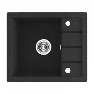 Zlewozmywaki - Laveo SBP 713T Zlewozmywak granitowy1 komora z p$574ociekaczem Wymiary 495x570x185 mm Wymiar szafki 500 mmWyko$575czenie czarneW zestawie z syfonem Space Saving i korkiem automatycznym - miniaturka - grafika 1