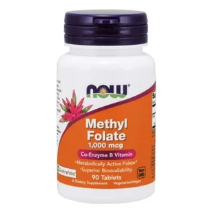 Now Foods Foods Foods Methyl Kwas Foliowy Foliany 1000 mcg(90 tab) C3B5-32957 - Witaminy i minerały - miniaturka - grafika 1