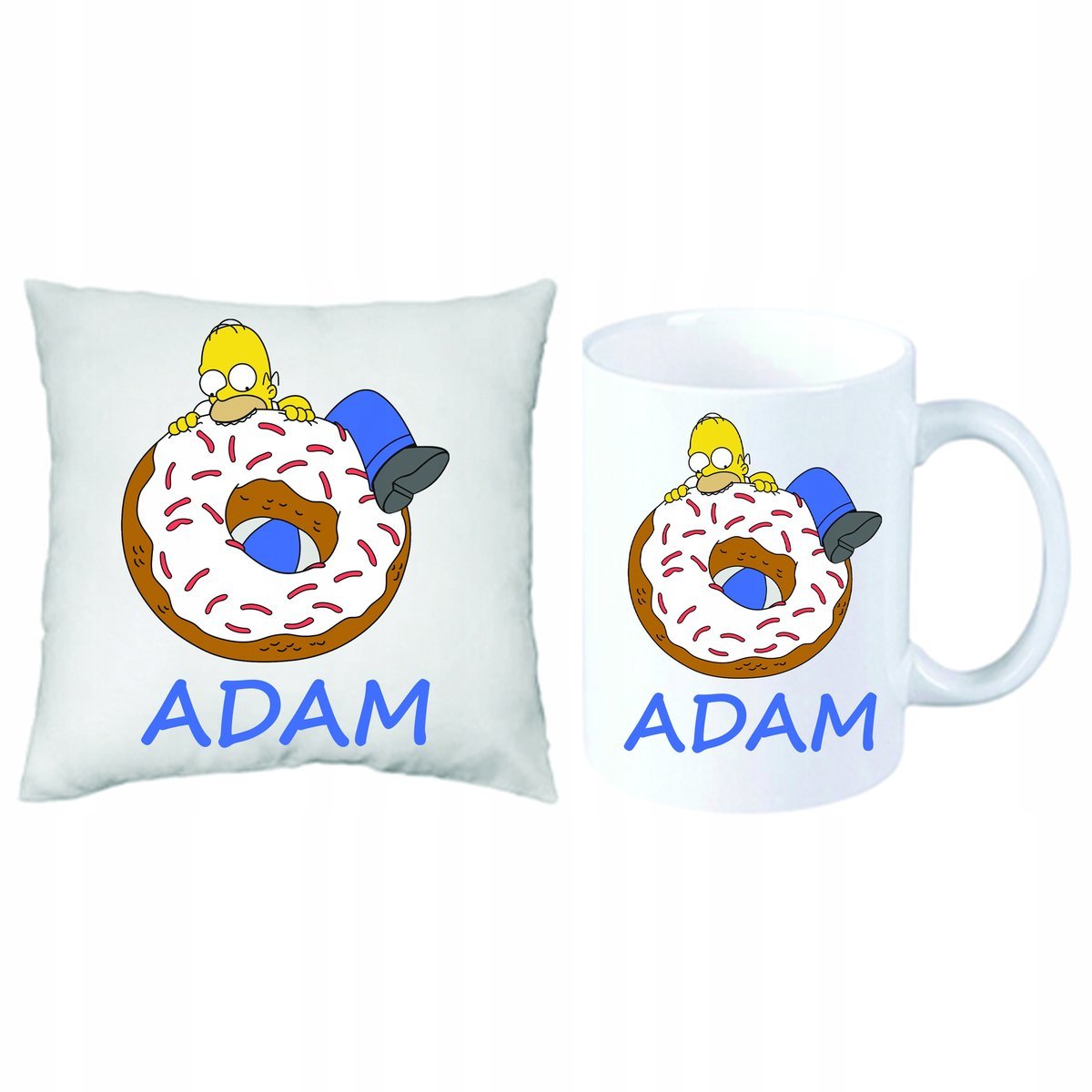 ZESTAW PREZENT PODUSZKA + KUBEK Simpsonowie + IMIĘ