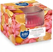 Świece - Świeca zapachowa w szkle BISPOL Aura 18H PŁATKI KWIATÓW - miniaturka - grafika 1