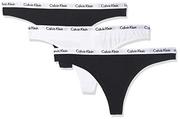 Majtki damskie - Calvin Klein Thong 3pk Stringi Kobiety, Black/White/Black, M - miniaturka - grafika 1