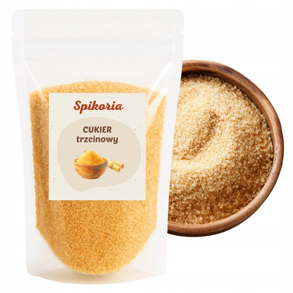 CUKIER TRZCINOWY 1kg nierafinowany naturalny wysokiej jakości Spikoria