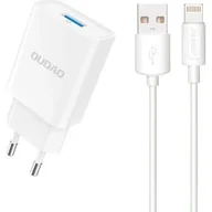 Ładowarki do telefonów - Ładowarka sieciowa Dudao A4EU USB-A 2.1A - biaa + kabel USB-A - Lightning - miniaturka - grafika 1
