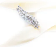 Ozdoby do włosów - KOKONET SPINKA ślubna srebrna cyrkonie LISTKI elegancka - miniaturka - grafika 1