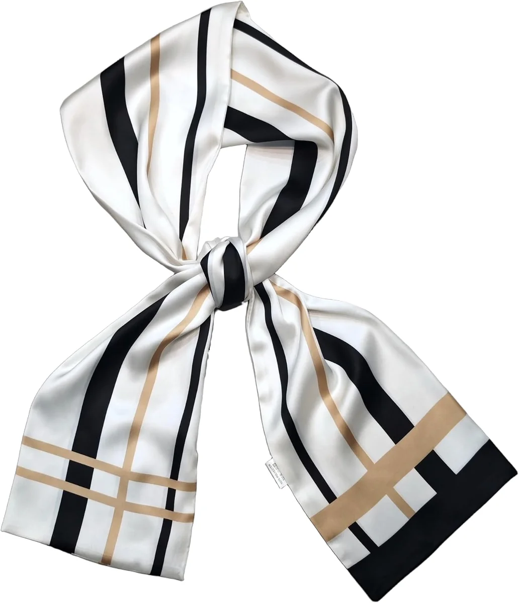 SZALIK 145X16CM JEDWABNY POLIESTER MIĘKKI DELIKATNY ELEGANCJA KOBIETA