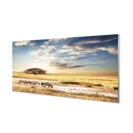 Dekoracje domu - Szklany panel do kuchni Zebry chmury drzewo 120x60 - miniaturka - grafika 1