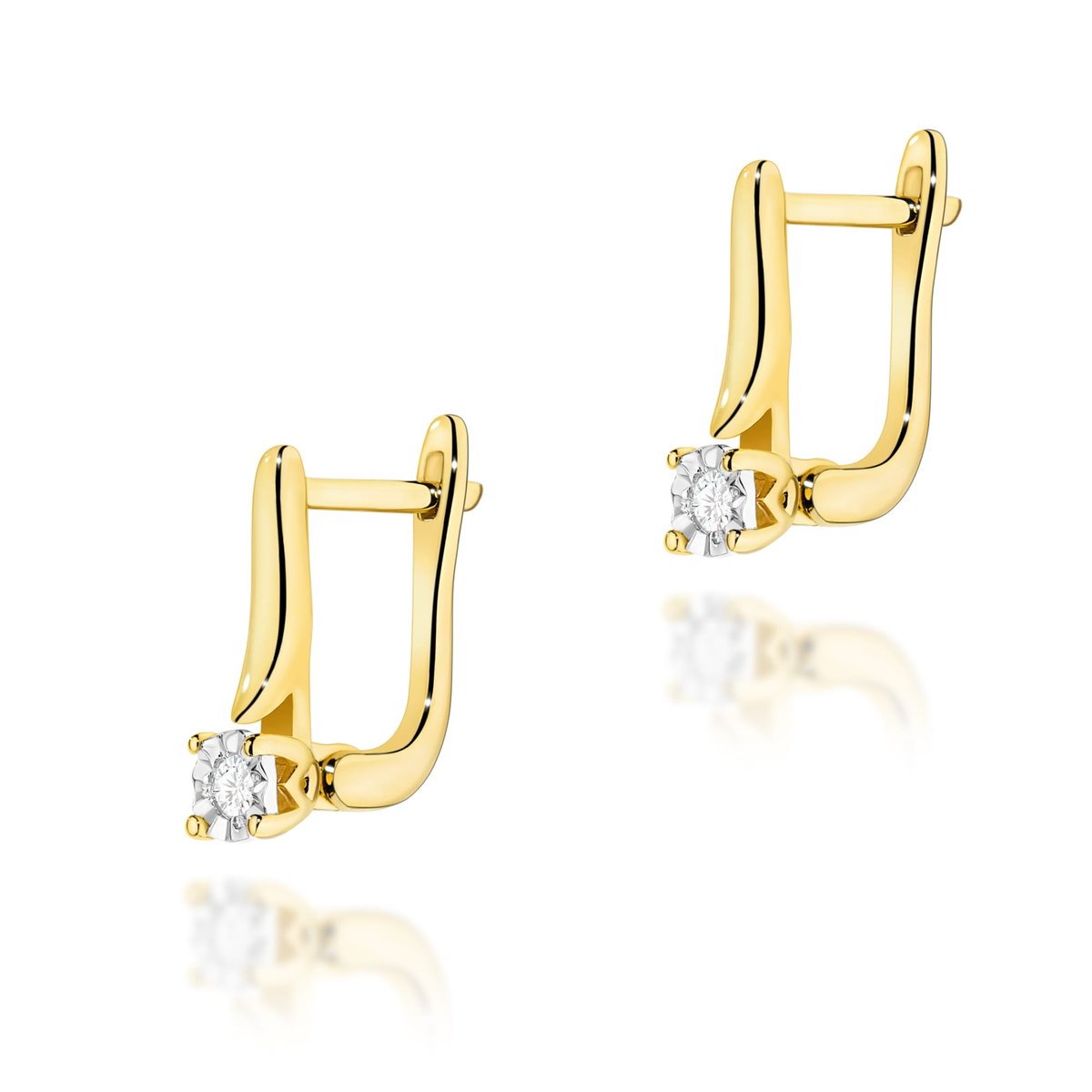 Złote kolczyki K0065 Diament 2 x 0,03ct żółte złoto pr. 585