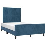 Łóżka - Rama łóżka z zagłówkiem, ciemnoniebieska, 120x200 cm, aksamitna Lumarko - miniaturka - grafika 1