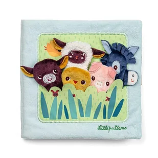 Książeczka aktywizująca z mini-pacynkami Farma 12 m+ Lilliputiens - zabawka - Zabawki sensoryczne - miniaturka - grafika 1