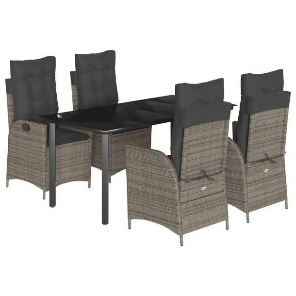 Zestaw mebli ogrodowych 160x80 czarny/szary rattan PE