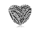 Pandora Valerio.pl Rodowany srebrny charms do serce serduszko kłosy heart srebro 925 QS0108 QS0108