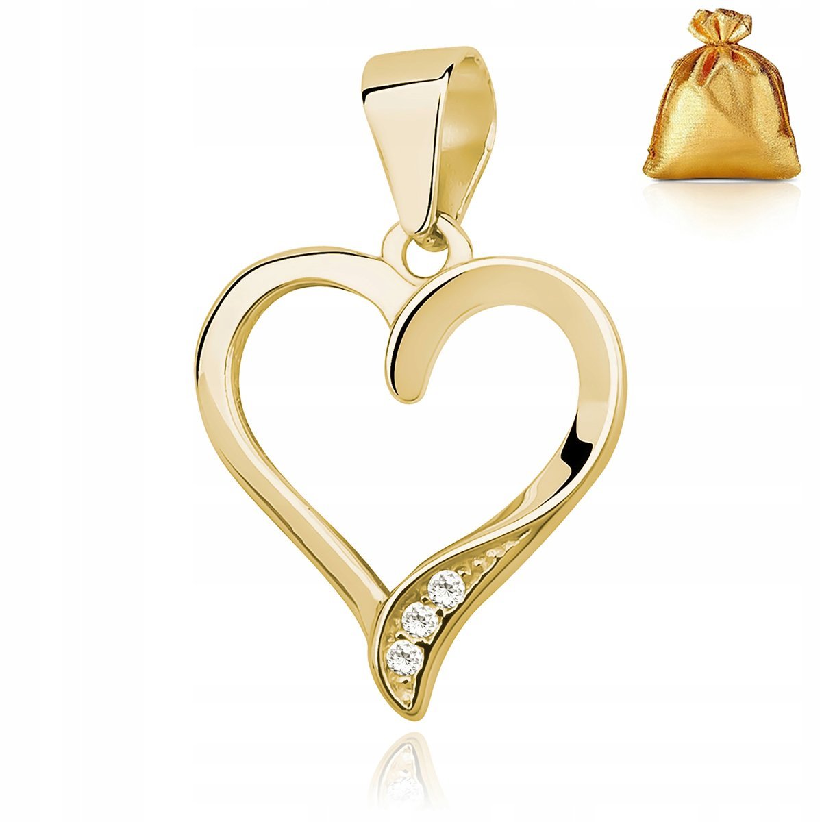 Złota Zawieszka Wisiorek Serce Serduszko Z Cyrkoniami Srebro 925 Pozłacany