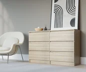 Komody - KOMODA K 140 cm 6 SZUFLAD DĄB SONOMA - miniaturka - grafika 1