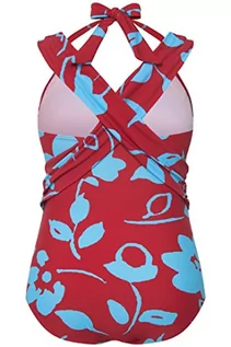 Stroje kąpielowe - Ulla Popken, Damski kostium kąpielowy z wyciętymi kwiatami, duże rozmiary, czerwony - grafika 1