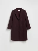 Płaszcze damskie - Reserved - Flauszowy płaszcz - burgundowy - miniaturka - grafika 1