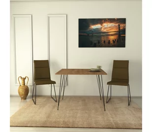 Stół do jadalni SANDALF 75x90 cm brązowy/czarny - Stoły z krzesłami - miniaturka - grafika 1