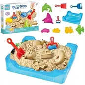 Masy plastyczne - WOOPIE Piasek Kinetyczny 0,5 kg Zestaw Stolik z Foremkami - miniaturka - grafika 1