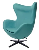 Fotele - King Home Fotel EGG SZEROKI BLACK turkusowy.12 - wełna, podstawa czarna HE-066.GBLUE.12.B - miniaturka - grafika 1