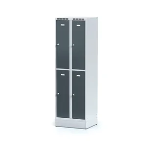 Alfa 3 Szafka ubraniowa 4-drzwiowa na cokole, drzwi antracytowe, zamek obrotowy 1261695 - Szafki BHP - miniaturka - grafika 1