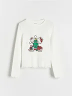 Bluzki dla dziewczynek - Reserved - Świąteczna koszulka Hello Kitty - złamana biel - miniaturka - grafika 1