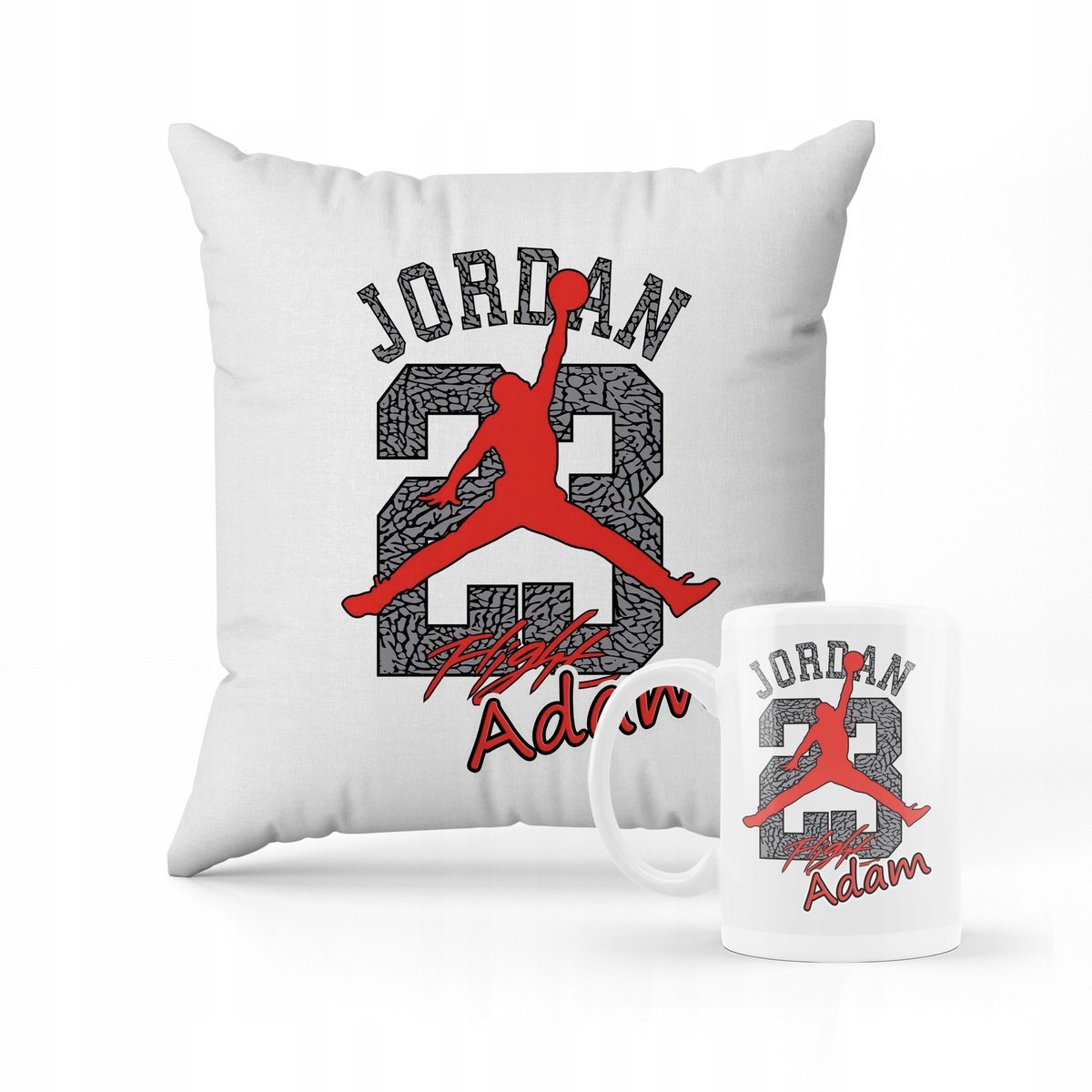 ZESTAW PODUSZKA + KUBEK Prezent Jordan + IMIĘ
