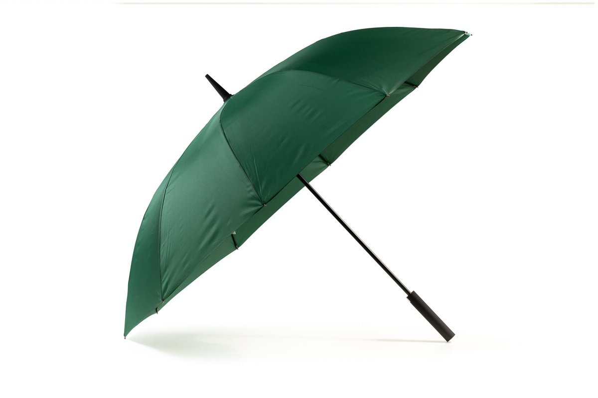 Parasol typu laska 10-szprychowy z gumowaną rączką Soft Touch zielony khaki