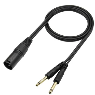 QIANRENON Rozdzielacz Stereo XLS na Podwójny TS 1/4, Czarny, 1 m - Kable komputerowe i do monitorów - miniaturka - grafika 1