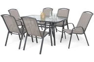 Meble ogrodowe - Meble ogrodowe metalowe Sevilla 150 cm Atlanta Grey / Beige Striped 6+1 II. gatunek - miniaturka - grafika 1