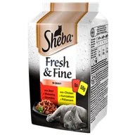Mokra karma dla kotów - Sheba saszetka 6x50g Fresh & Fine mokra karma dla kotów w sosie z kurczakiem z wołowiną z kaczką) 38327-uniw - miniaturka - grafika 1