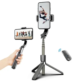 Stabilizator gimbala 3 w 1 Selfie Stick Statyw 86 cm 5-sekcyjny ze zdalną migawką Zacisk telefonu Inteligentny obrotowy Kompatybilny z iPhonem Sams... - Selfie stick - miniaturka - grafika 1