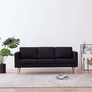 vidaXL vidaXL 3-osobowa sofa tapicerowana tkaniną, czarna - Sofy i kanapy - miniaturka - grafika 1
