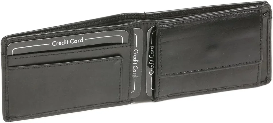 Portfel mini męski z prawdziwej skóry z ochroną RFID, czarny