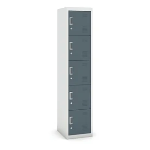 B2B Partner Szafka pięciodrzwiowa, zamek cylindryczny, 1800 x 380 x 450 mm, szary/ciemnoszary CY-020 RAL7035/7031 - Szafki BHP - miniaturka - grafika 1