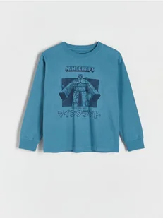 Reserved - Longsleeve Minecraft - granatowy - Bluzki dla chłopców - miniaturka - grafika 1