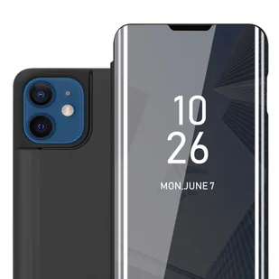 Pokrowiec Do Apple iPhone 12 / 12 PRO w Etui CZARNY TURMALIN Case Cover Obudowa Ochronny Cadorabo - Etui i futerały do telefonów - miniaturka - grafika 1