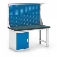 Stoły warsztatowe - B2B Partner Stół warsztatowy GB z szafką i panelem, 1500 mm 469142 - miniaturka - grafika 1
