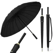 Parasole - Parasol przeciwdeszczowy rządowy długi duży czarny męski damski mocny XXL - miniaturka - grafika 1
