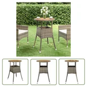 Stoły ogrodowe - The Living Store Stolik ogrodowy - Ø60x75 cm - drewno akacjowe i rattan PE - szary - Stół - miniaturka - grafika 1