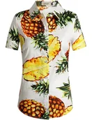 Koszule damskie - SSLR Koszula damska z krótkim rękawem z nadrukiem kwiatowym XXL - miniaturka - grafika 1