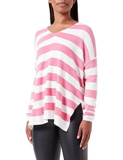 Swetry damskie - Bestseller A/S Damski sweter ONLAMALIA L/S V-Neck CC KNT, różowy Azalea Pink/Stripes:Cloud Dancer, S, Azalea Pink/Stripes:cloud Dancer, S - grafika 1