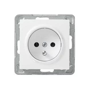 LEDart pojedyncze z uziemieniem, bez ramki - Ospel Impresja GP-1YZ/m/00, kolor biały, 16A/250V - Gniazdka elektryczne - miniaturka - grafika 1