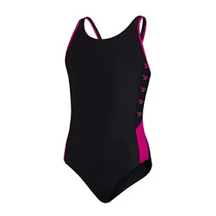 Speedo Dziewczęcy kostium kąpielowy Boom Logo Splice Muscleback One Piece Swimsuit Czarny/elektryczny ró$59owy 128 812859B344 - Stroje kąpielowe - miniaturka - grafika 1